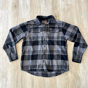 Mens Orvis Grey/Black Plaid Button Up Shacket - XL